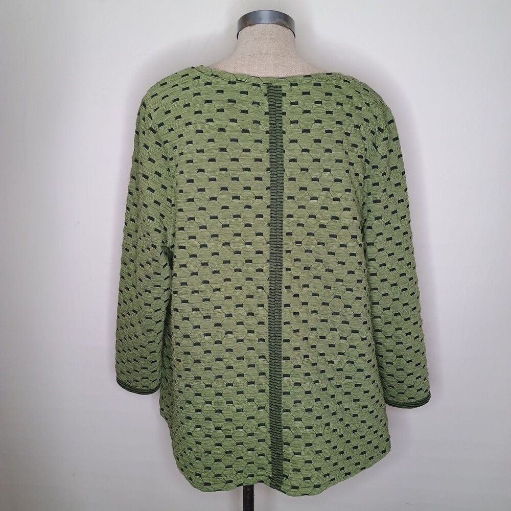 Habitat Top Womens Sz XL Green Black Geometric Textured Stretchy Casual - Picture 3 of 10